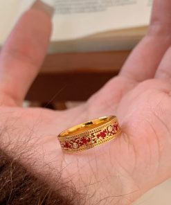 2025 New Palace Style Red Drip Glaze Pattern Ring for Women - Light Luxury Versatile Finger Accessory