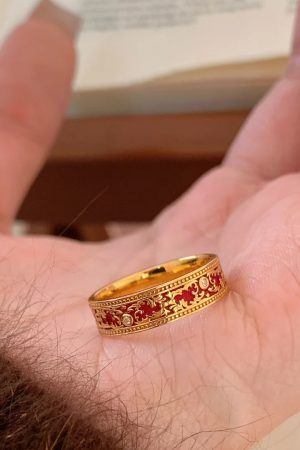2025 New Palace Style Red Drip Glaze Pattern Ring for Women - Light Luxury Versatile Finger Accessory