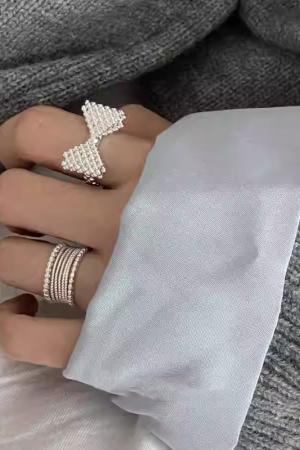 2025 New Style 3D Bubble Bow Ring for Women, Korean Niche Design, Trendy Open Finger Ring, Versatile Fashion Accessory