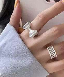 2025 New Style 3D Bubble Bow Ring for Women, Korean Niche Design, Trendy Open Finger Ring, Versatile Fashion Accessory