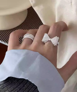 2025 New Style 3D Bubble Bow Ring for Women, Korean Niche Design, Trendy Open Finger Ring, Versatile Fashion Accessory