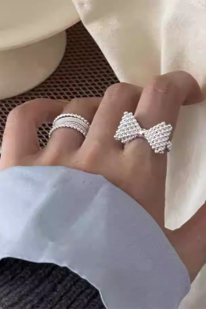 2025 New Style 3D Bubble Bow Ring for Women, Korean Niche Design, Trendy Open Finger Ring, Versatile Fashion Accessory