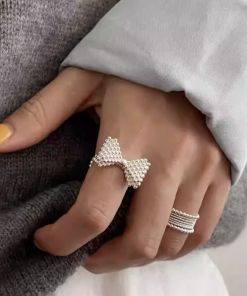 2025 New Style 3D Bubble Bow Ring for Women, Korean Niche Design, Trendy Open Finger Ring, Versatile Fashion Accessory