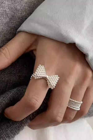 2025 New Style 3D Bubble Bow Ring for Women, Korean Niche Design, Trendy Open Finger Ring, Versatile Fashion Accessory