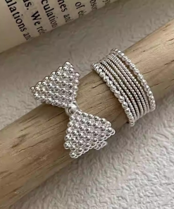 2025 New Style 3D Bubble Bow Ring for Women, Korean Niche Design, Trendy Open Finger Ring, Versatile Fashion Accessory