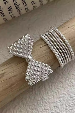 2025 New Style 3D Bubble Bow Ring for Women, Korean Niche Design, Trendy Open Finger Ring, Versatile Fashion Accessory