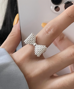 2025 New Style 3D Bubble Bow Ring for Women, Korean Niche Design, Trendy Open Finger Ring, Versatile Fashion Accessory
