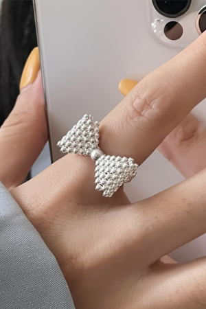 2025 New Style 3D Bubble Bow Ring for Women, Korean Niche Design, Trendy Open Finger Ring, Versatile Fashion Accessory