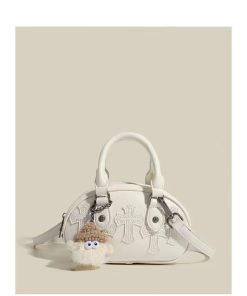 2025 New Style Embossed Cross Retro Bowling Bag for Women, Niche Design Shoulder Crossbody Small Handbag