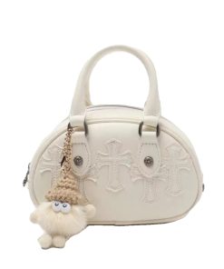 2025 New Style Embossed Cross Retro Bowling Bag for Women, Niche Design Shoulder Crossbody Small Handbag