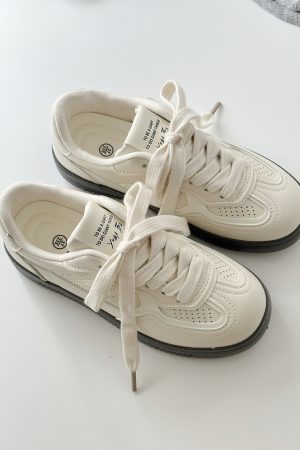2025 New Style Thin Breathable White Leather Sneakers for Women - Flat-Bottom Training and Board Shoes