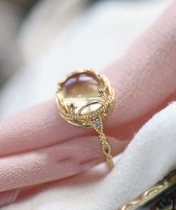 2025 New Yellow Crystal Egg Face Open Finger Ring for Women - Exquisite High-End Fashion Jewelry, Versatile Niche Design