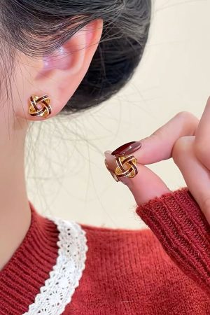 2025 Red Dripping Oil Windmill Stud Earrings - Elegant Minimalist Silver Needle Accessories for Trendy Light Luxury Style