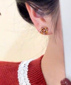 2025 Red Dripping Oil Windmill Stud Earrings - Elegant Minimalist Silver Needle Accessories for Trendy Light Luxury Style