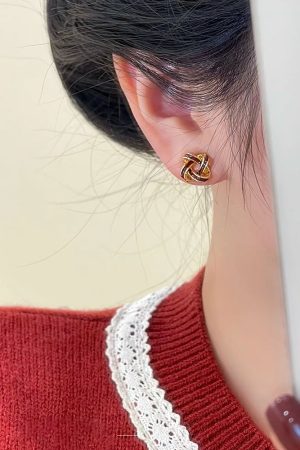 2025 Red Dripping Oil Windmill Stud Earrings - Elegant Minimalist Silver Needle Accessories for Trendy Light Luxury Style