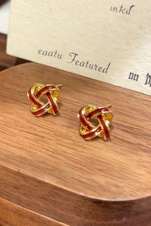 2025 Red Dripping Oil Windmill Stud Earrings - Elegant Minimalist Silver Needle Accessories for Trendy Light Luxury Style