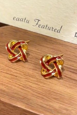 2025 Red Dripping Oil Windmill Stud Earrings - Elegant Minimalist Silver Needle Accessories for Trendy Light Luxury Style