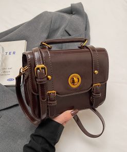 2025 Retro British Style Color-Blocking Handbag for Women - High-End Small Square Shoulder Crossbody Bag for Spring & Summer