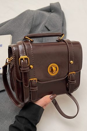 2025 Retro British Style Color-Blocking Handbag for Women - High-End Small Square Shoulder Crossbody Bag for Spring & Summer
