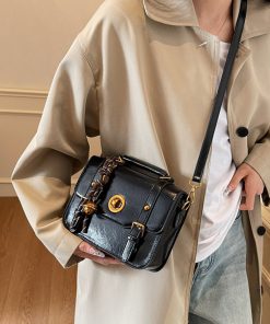 2025 Retro British Style Color-Blocking Handbag for Women - High-End Small Square Shoulder Crossbody Bag for Spring & Summer