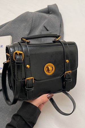 2025 Retro British Style Color-Blocking Handbag for Women - High-End Small Square Shoulder Crossbody Bag for Spring & Summer