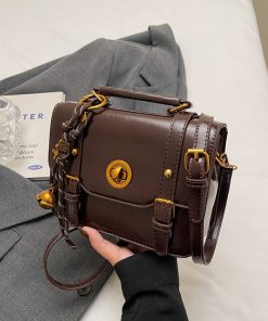 2025 Retro British Style Color-Blocking Handbag for Women - High-End Small Square Shoulder Crossbody Bag for Spring & Summer