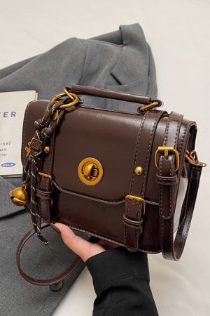 2025 Retro British Style Color-Blocking Handbag for Women - High-End Small Square Shoulder Crossbody Bag for Spring & Summer