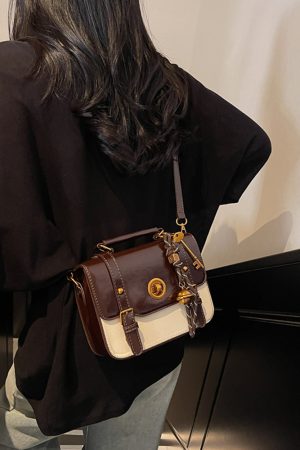 2025 Retro British Style Color-Blocking Handbag for Women - High-End Small Square Shoulder Crossbody Bag for Spring & Summer