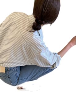 2025 Spring Striped Loose Long Sleeve Shirt for Women, High-End Layering Top, Chic Casual Jacket Style