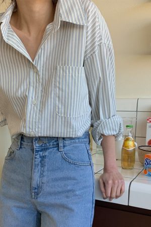 2025 Spring Striped Loose Long Sleeve Shirt for Women, High-End Layering Top, Chic Casual Jacket Style