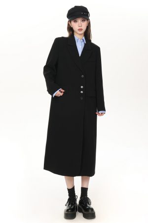2025 Spring Vintage Long Suit Coat for Women - High-End Slim Loose Casual Oversized Jacket