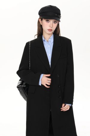 2025 Spring Vintage Long Suit Coat for Women - High-End Slim Loose Casual Oversized Jacket
