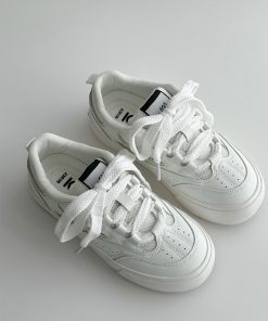 2025 Spring Women's Breathable Thick-Soled White Sneakers - Versatile Lychee Park Star Style for Everyday Wear