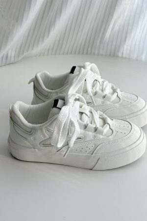 2025 Spring Women's Breathable Thick-Soled White Sneakers - Versatile Lychee Park Star Style for Everyday Wear