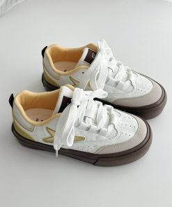 2025 Spring Women's Breathable Thick-Soled White Sneakers - Versatile Lychee Park Star Style for Everyday Wear