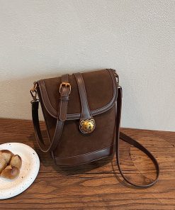 2025 Spring/Summer Ladies Retro Crossbody Bucket Bag - Korean Style Minimalist Artistic Commuter Small Bag