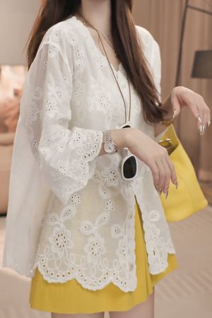 2025 Summer Casual Short Sleeve V-Neck Button-Down Shirt - Versatile Fashion for Effortless Style