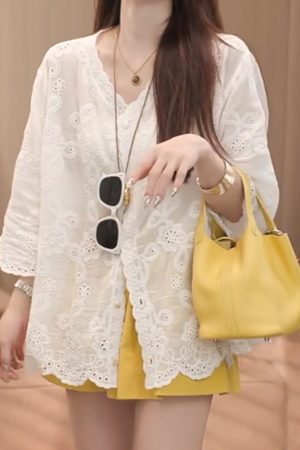 2025 Summer Casual Short Sleeve V-Neck Button-Down Shirt - Versatile Fashion for Effortless Style