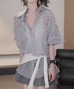 2025 Summer Chinese Style Buttonless Sleeveless Green Printed Top & Shorts Two-Piece Set for Women - Trendy National Wind Fashion