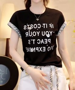 2025 Summer Handmade Sequin Floral Waist-Defining Slim Fit Short Sleeve T-Shirt Top for Trendy Y2K Style