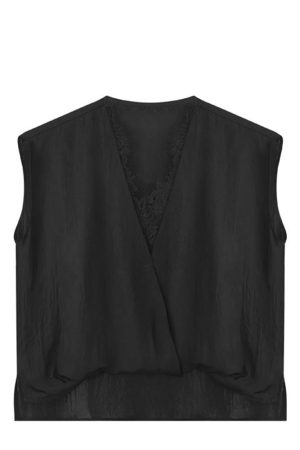 2025 Summer High-End Acetate V-Neck Lace Top - Elegant Women's Fashion for a Chic Look