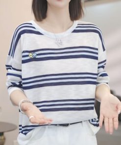 2025 Summer Ice Silk Knitted Long Sleeve T-Shirt - Casual Slimming Youthful Fashion Top