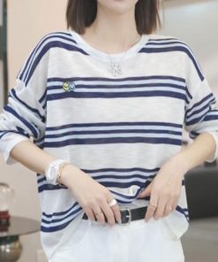 2025 Summer Ice Silk Knitted Long Sleeve T-Shirt - Casual Slimming Youthful Fashion Top