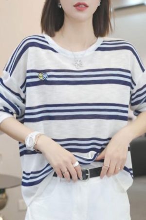 2025 Summer Ice Silk Knitted Long Sleeve T-Shirt - Casual Slimming Youthful Fashion Top