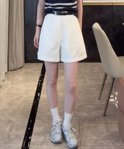2025 Summer Ice Silk Sleeveless Polo Collar Top with High-Waisted Loose A-Line Shorts - Casual Chic Outfit