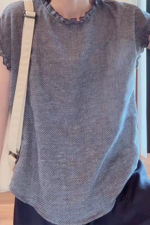 2025 Summer Korean Style Ruffle Edge Shirt for Petite Women - Casual Versatile Artistic Top, Trendy Fashion
