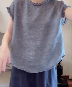 2025 Summer Korean Style Ruffle Edge Shirt for Petite Women - Casual Versatile Artistic Top, Trendy Fashion