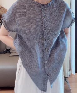 2025 Summer Korean Style Ruffle Edge Shirt for Petite Women - Casual Versatile Artistic Top, Trendy Fashion