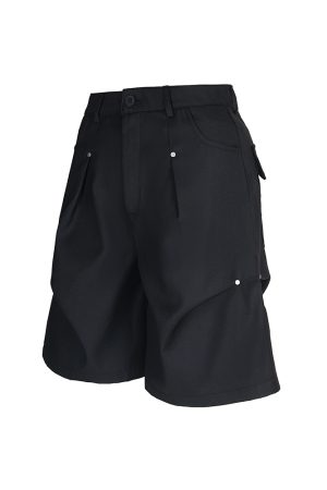 2025 Summer Pleated Design Casual Shorts - Versatile Five-Point Trousers for Trendy Y2K Style
