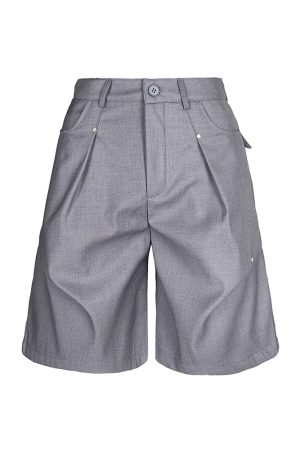 2025 Summer Pleated Design Casual Shorts - Versatile Five-Point Trousers for Trendy Y2K Style